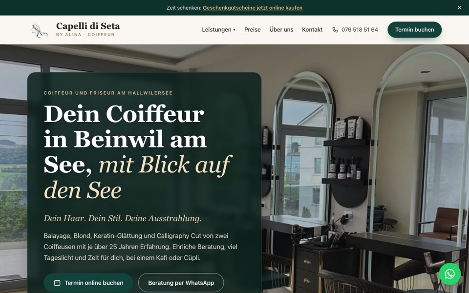 Vorschau der neuen Website von Capelli di Seta, Coiffeur in Beinwil am See